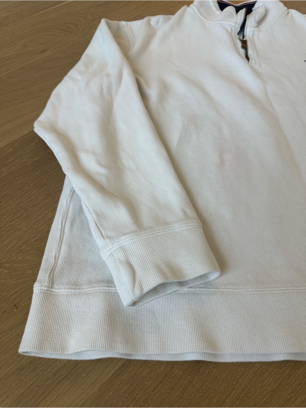 Men’s Tommy Hilfiger Quarter Zip Cream Cotton Pullover Jacket Size XL Resortwear - Picture 4 of 7